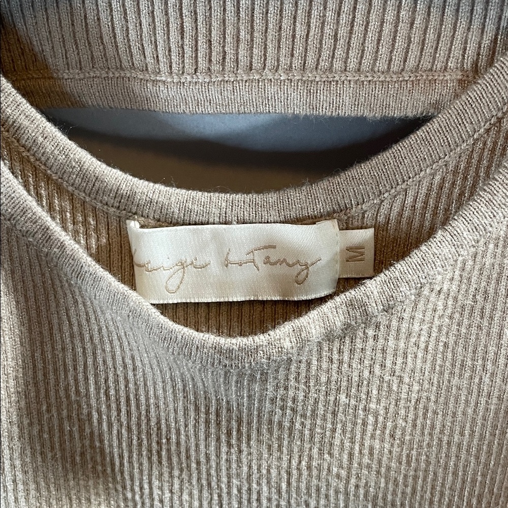 Chic Long Sleeve Beige Knit Dress - Picture 3 of 13